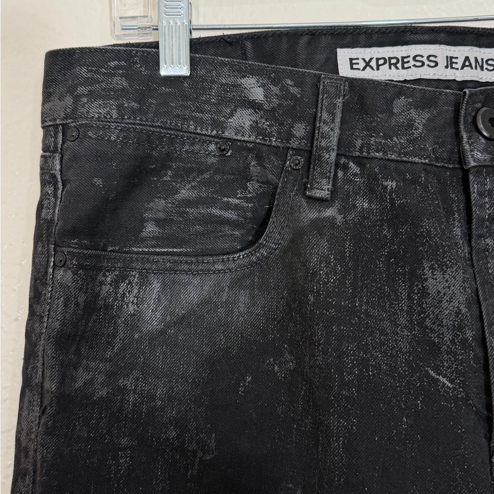 Express black silver wax-coated slim-fit Straight leg jeans by Express. 32 x 34 - Picture 6 of 9